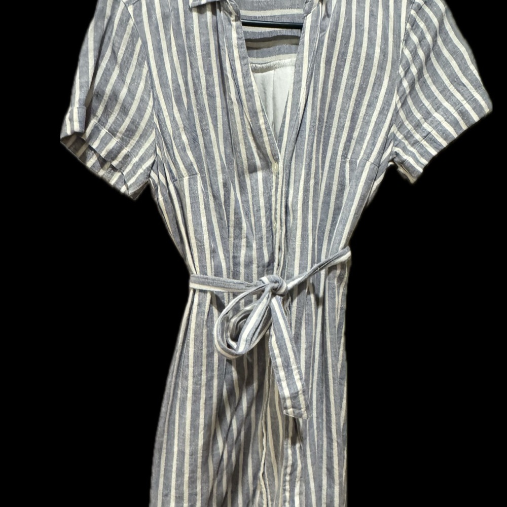 Abercrombie & Fitch Striped Midi Dress - Gray and White